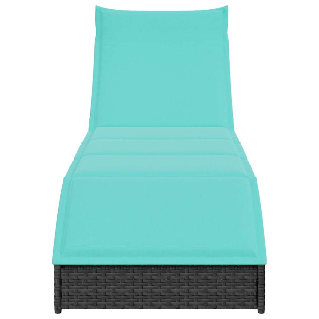 vidaXL Πτυσσόμενη ξαπλώστρα με μαξιλάρι και αποθήκευση Μαύρο