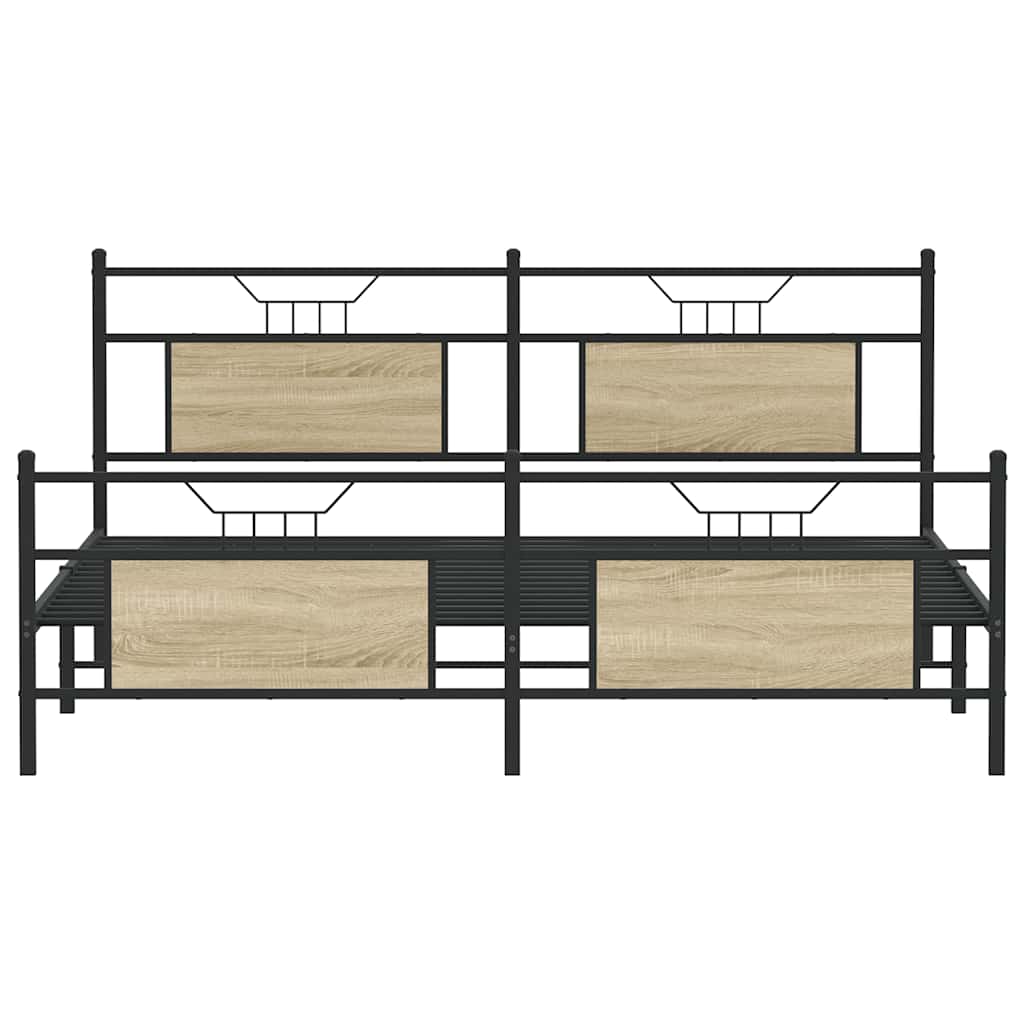 vidaXL Σκελετός Κρεβ. Χωρίς Στρώμα Sonoma Δρυς 160x200 εκ. Μεταλλικό