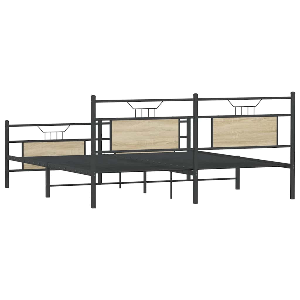 vidaXL Σκελετός Κρεβ. Χωρίς Στρώμα Sonoma Δρυς 160x200 εκ. Μεταλλικό