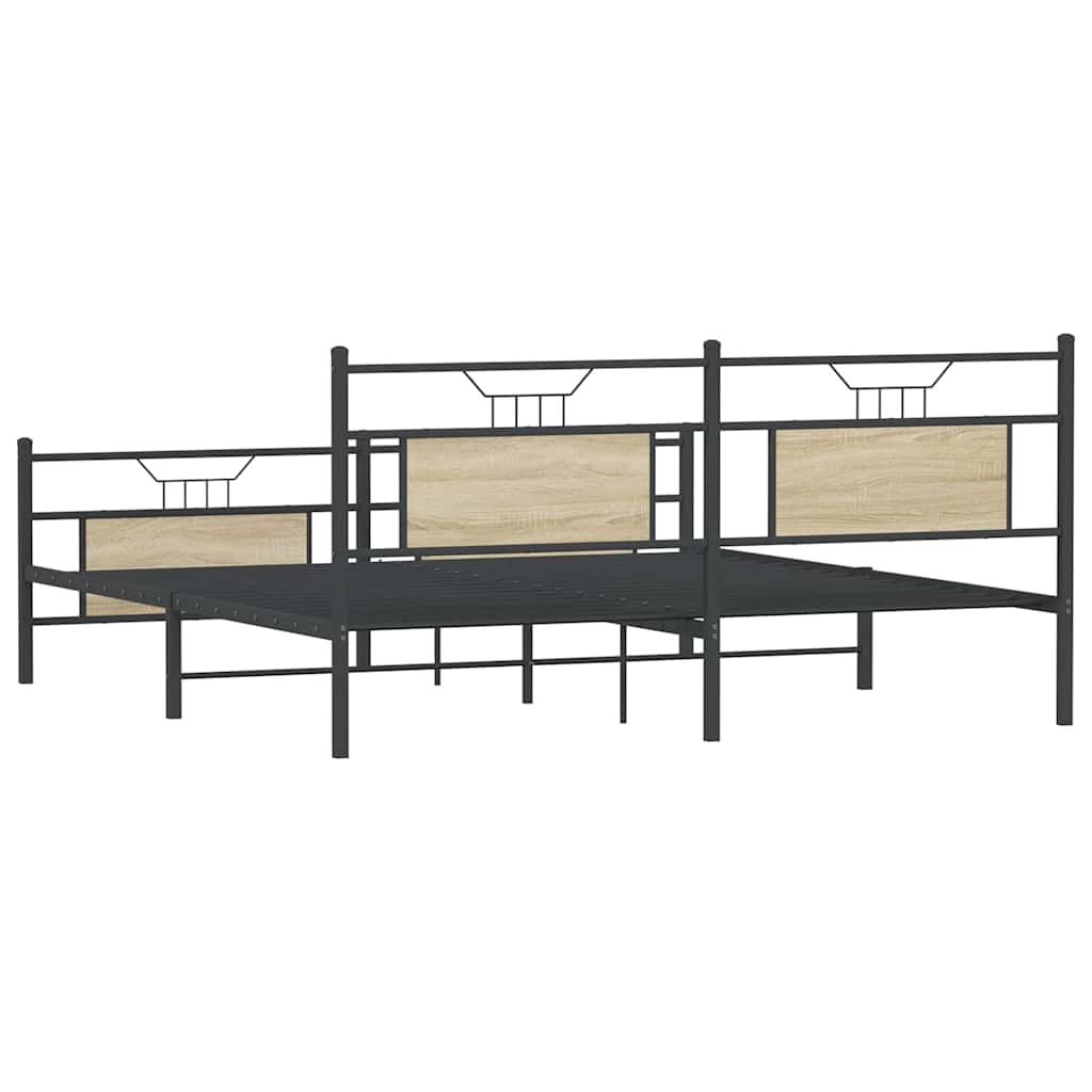 vidaXL Σκελετός Κρεβ. Χωρίς Στρώμα Sonoma Δρυς 180x200 εκ. Μεταλλικό