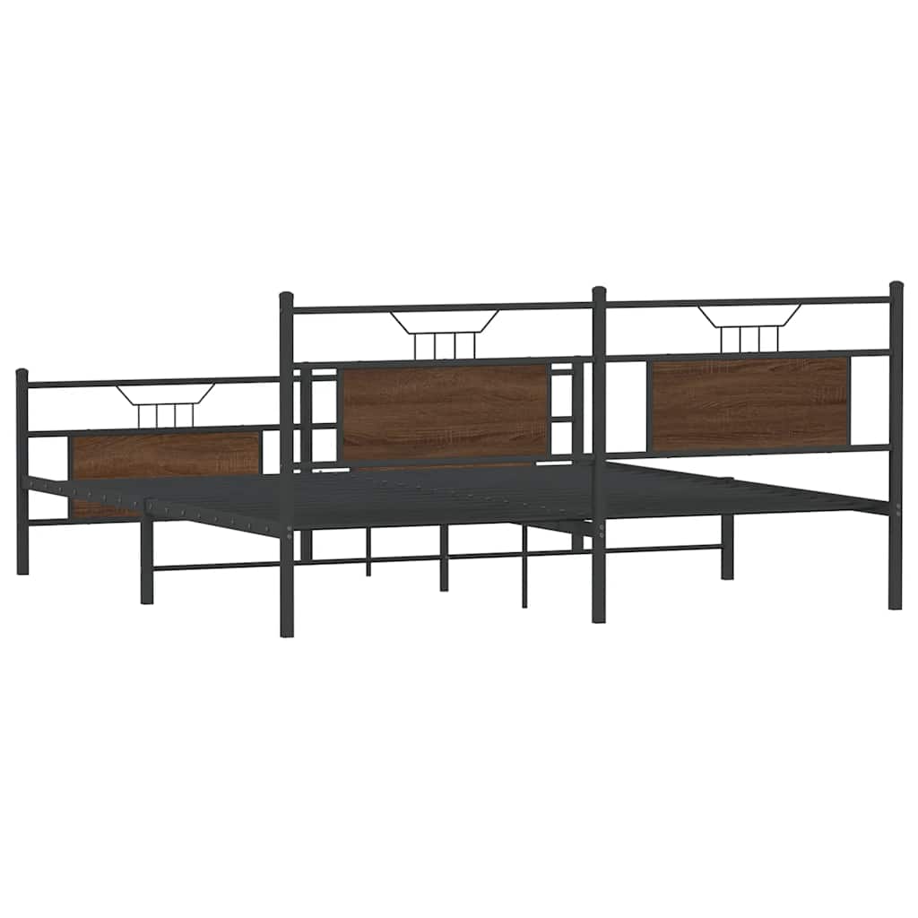 vidaXL Σκελετός Κρεβ. Χωρίς Στρώμα Καφέ Δρυς 160x200 εκ. Μεταλλικό