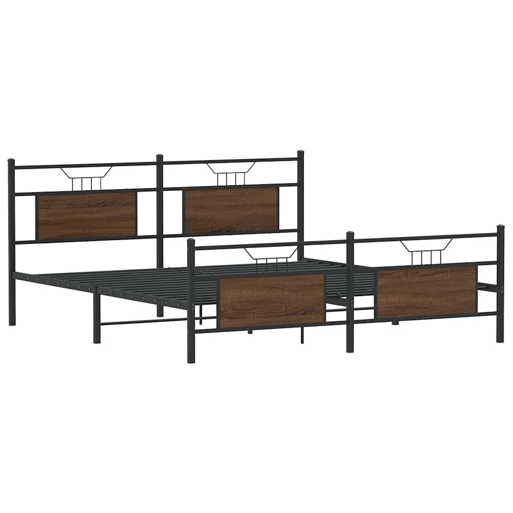 vidaXL Σκελετός Κρεβ. Χωρίς Στρώμα Καφέ Δρυς 180x200 εκ. Μεταλλικό