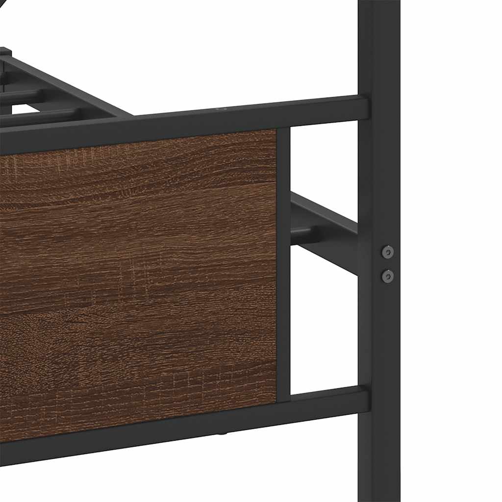 vidaXL Σκελετός Κρεβ. Χωρίς Στρώμα Καφέ Δρυς 193x201 εκ. Μεταλλικό