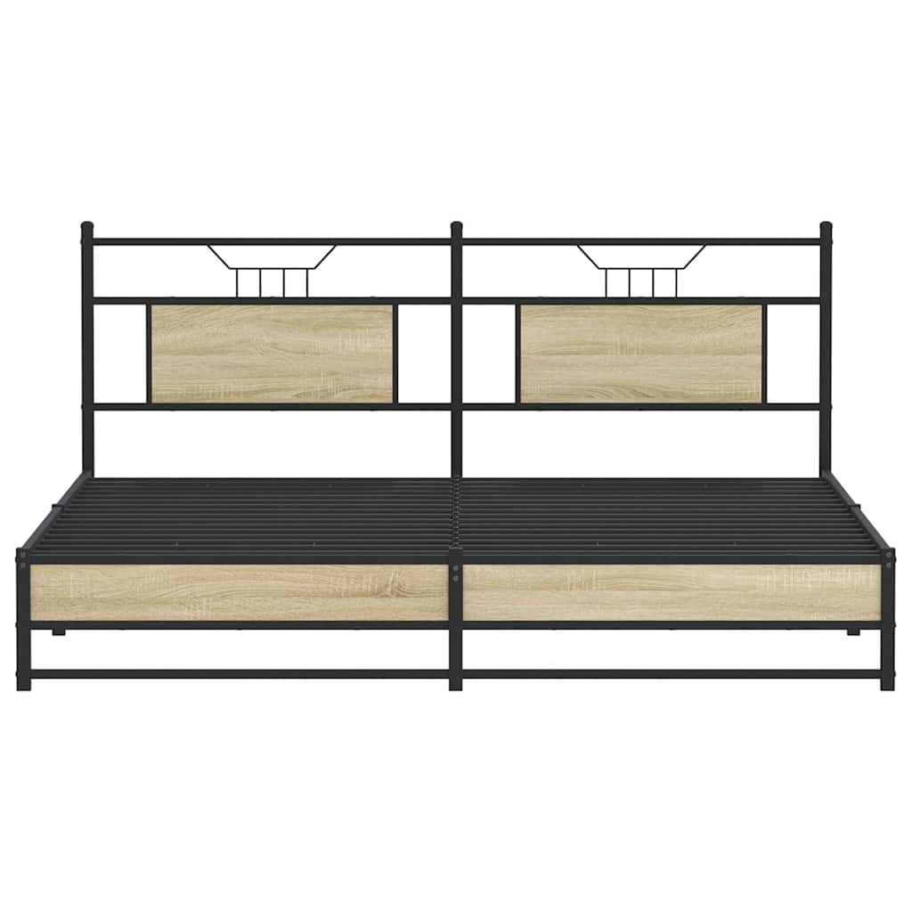 vidaXL Σκελετός Κρεβ. Χωρίς Στρώμα Sonoma Δρυς 180x200 εκ. Μεταλλικό