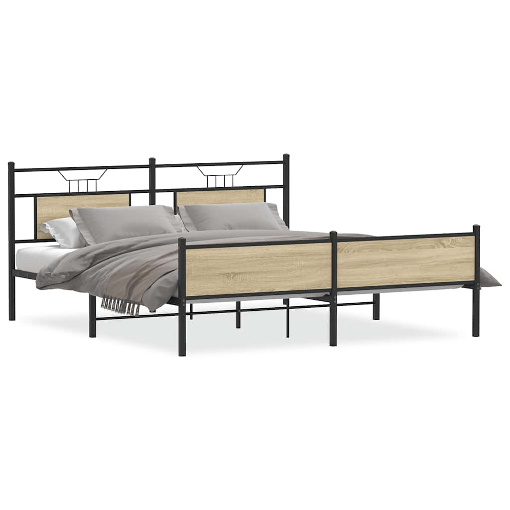 vidaXL Σκελετός Κρεβ. Χωρίς Στρώμα Sonoma Δρυς 180x200 εκ. Μεταλλικό