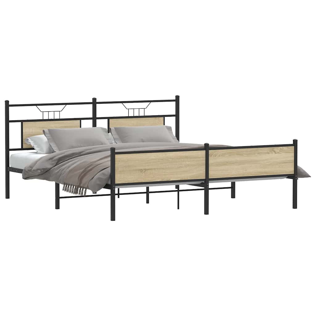 vidaXL Σκελετός Κρεβ. Χωρίς Στρώμα Sonoma Δρυς 180x200 εκ. Μεταλλικό
