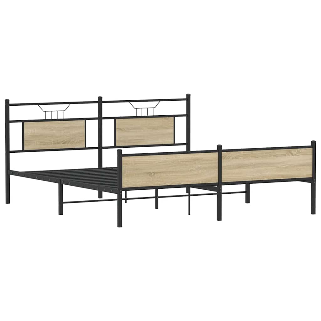 vidaXL Σκελετός Κρεβ. Χωρίς Στρώμα Sonoma Δρυς 180x200 εκ. Μεταλλικό