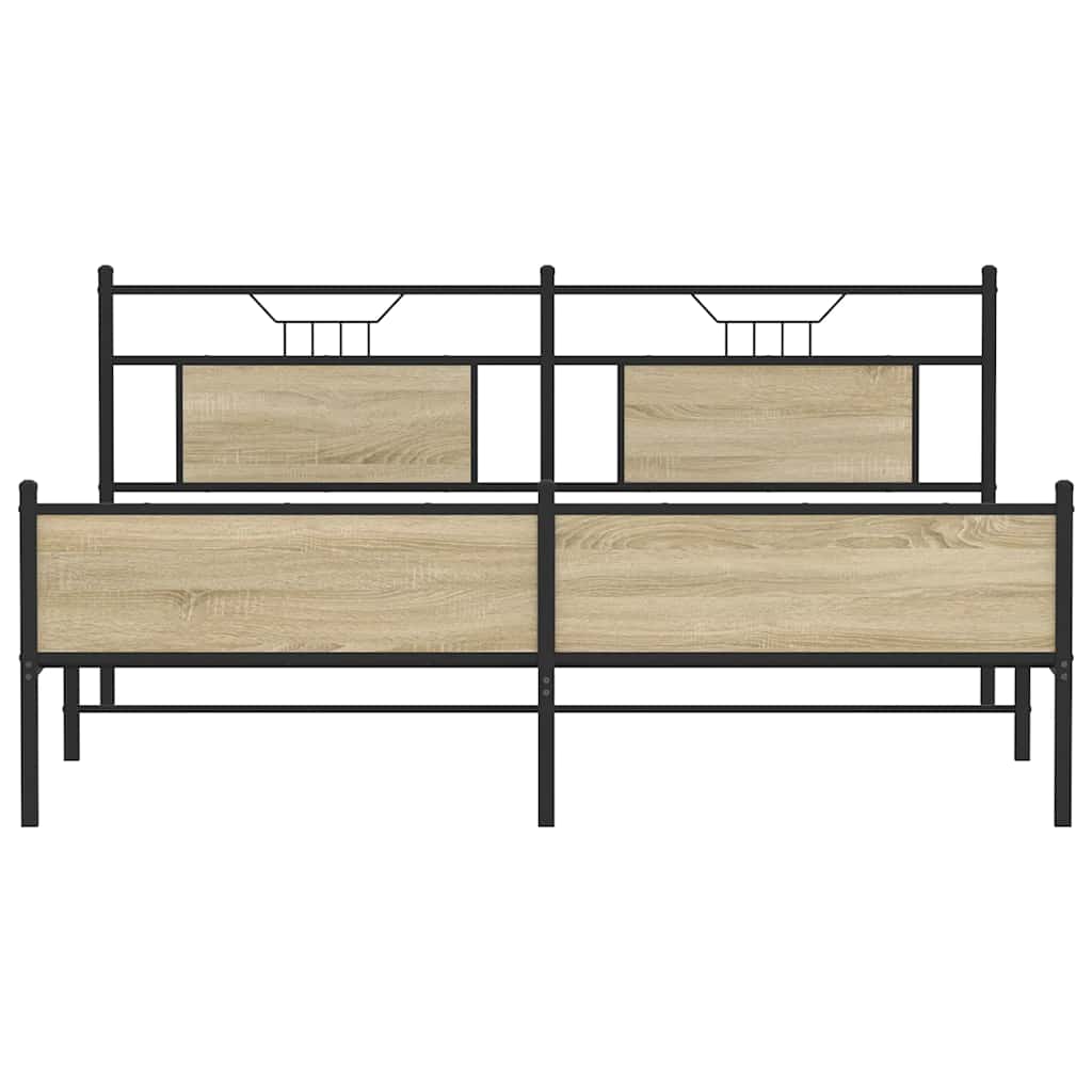vidaXL Σκελετός Κρεβ. Χωρίς Στρώμα Sonoma Δρυς 180x200 εκ. Μεταλλικό