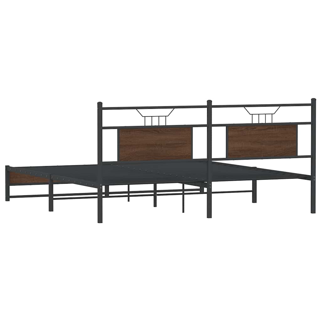 vidaXL Σκελετός Κρεβ. Χωρίς Στρώμα Καφέ Δρυς 180x200 εκ. Μεταλλικό