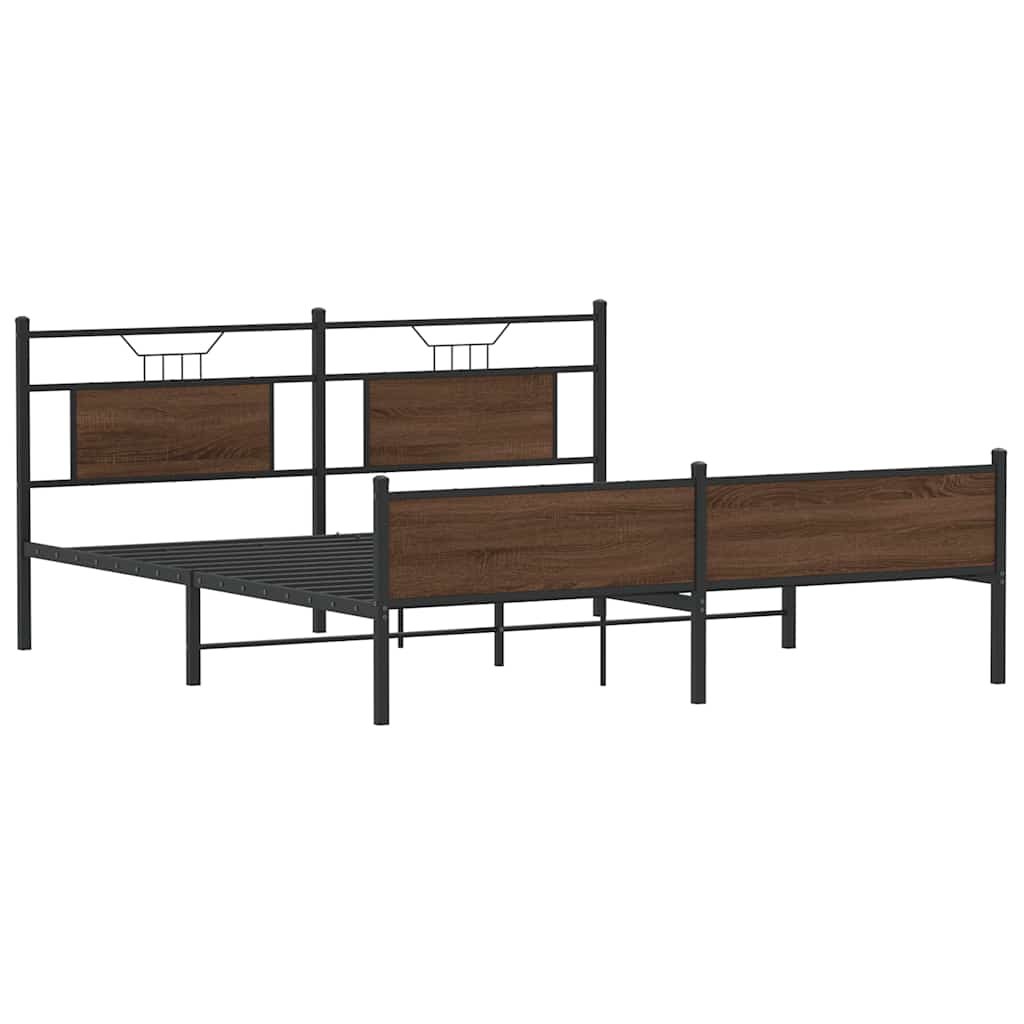 vidaXL Σκελετός Κρεβ. Χωρίς Στρώμα Καφέ Δρυς 160x200 εκ. Μεταλλικό