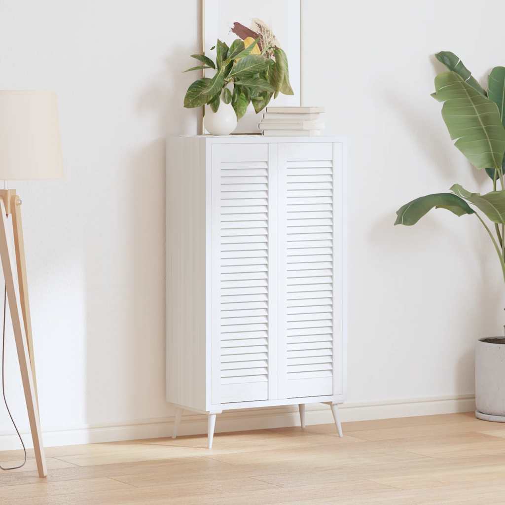 vidaXL Πόρτες ντουλαπιών Louvred Design 2 τεμάχια Λευκό 99x29,5 cm