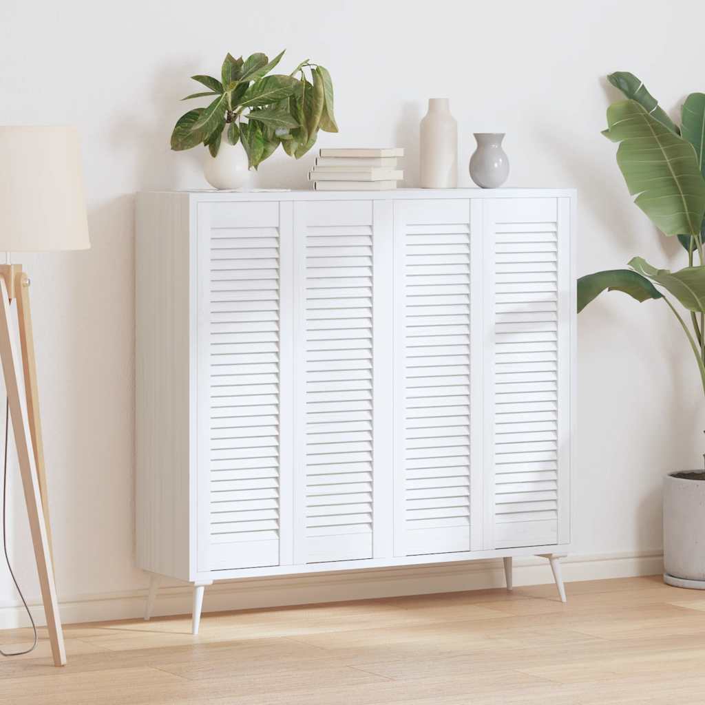 vidaXL Πόρτες ντουλαπιών Louvred Design 4 τεμάχια Λευκό 99x29,5 cm