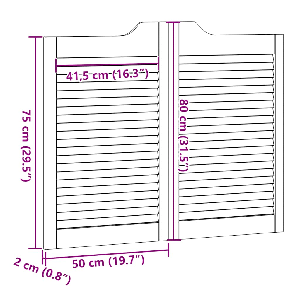 vidaXL Swing Doors Louvred Design 2 ζευγών Λευκό 80x100 cm