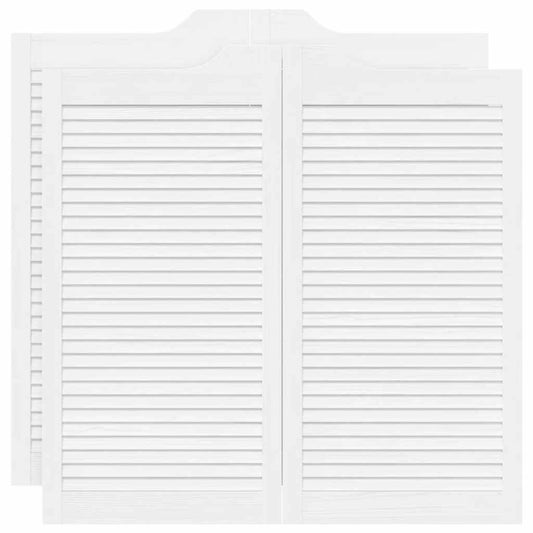 vidaXL Swing Doors Louvred Design 2 ζευγών Λευκό 100x100 cm