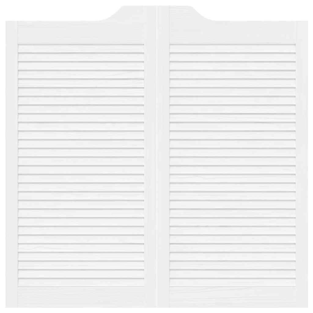 vidaXL Swing Doors Louvred Design 2 ζευγών Λευκό 100x100 cm