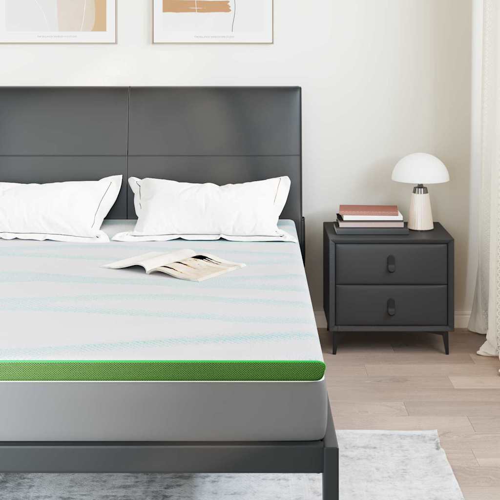 vidaXL Στρώμα επικάλυψης Λευκό και Πράσινο 160 x 200 cm