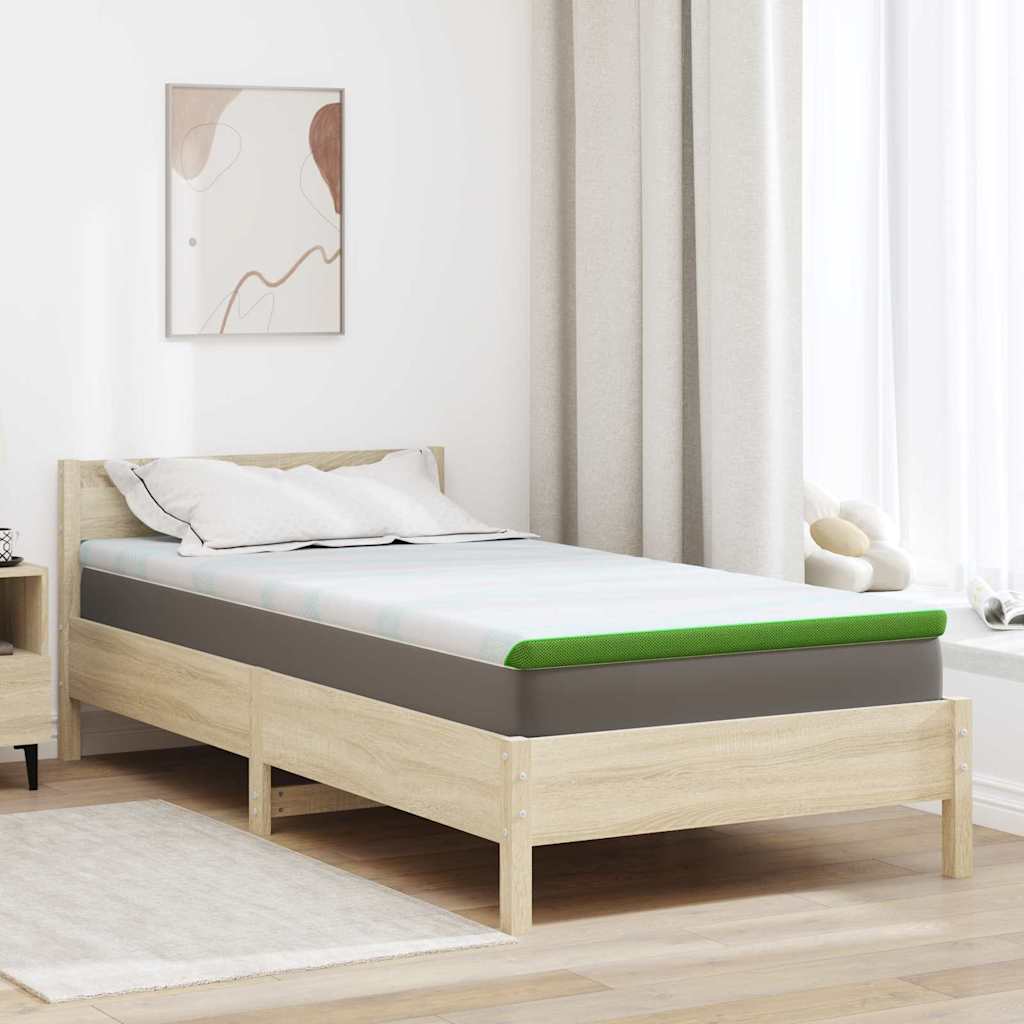 vidaXL Στρώμα επικάλυψης Λευκό και Πράσινο 90 x 200 cm Υφασμα Jacquard