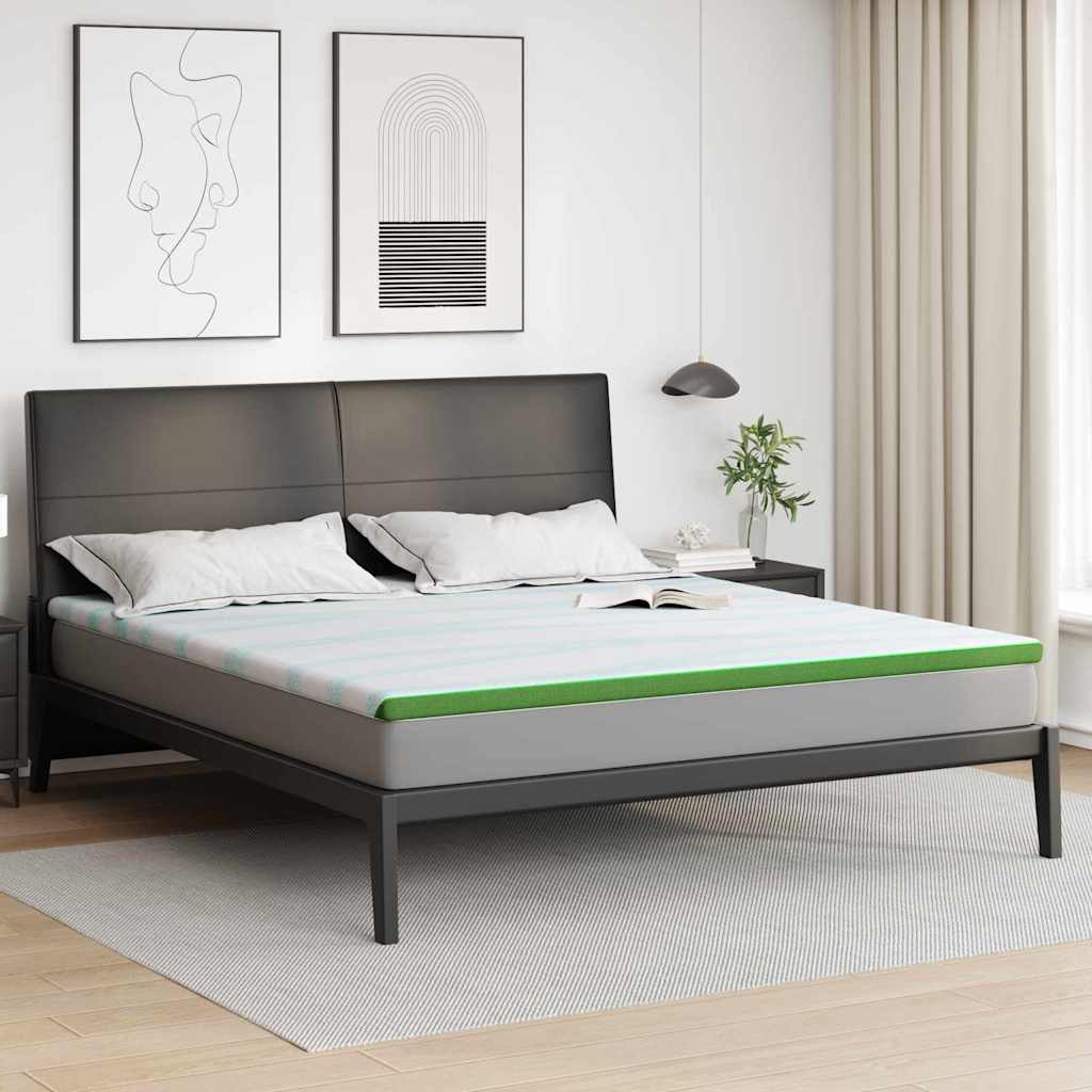 vidaXL Στρώμα επικάλυψης Λευκό και Πράσινο 200 x 200 cm