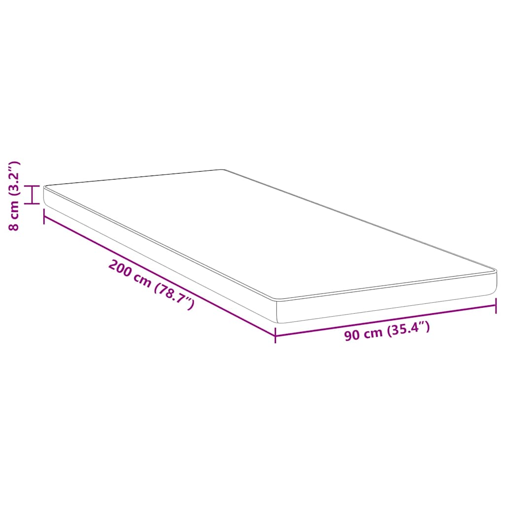 vidaXL Στρώμα επικάλυψης Λευκό 90 x 200 cm Ζακάρ ύφασμα