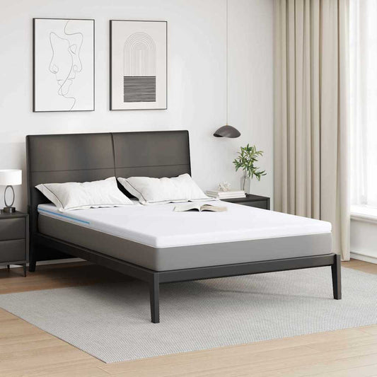 vidaXL Στρώμα επικάλυψης Λευκό 160 x 200 cm Ζακάρ ύφασμα