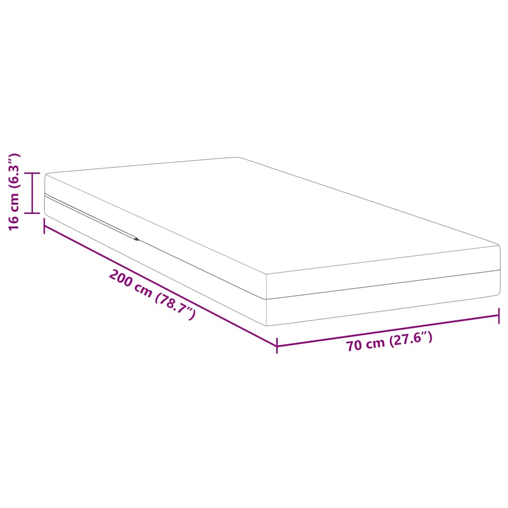 vidaXL Στρώμα Μέτρια σκληρό 70 x 200 cm Λευκό
