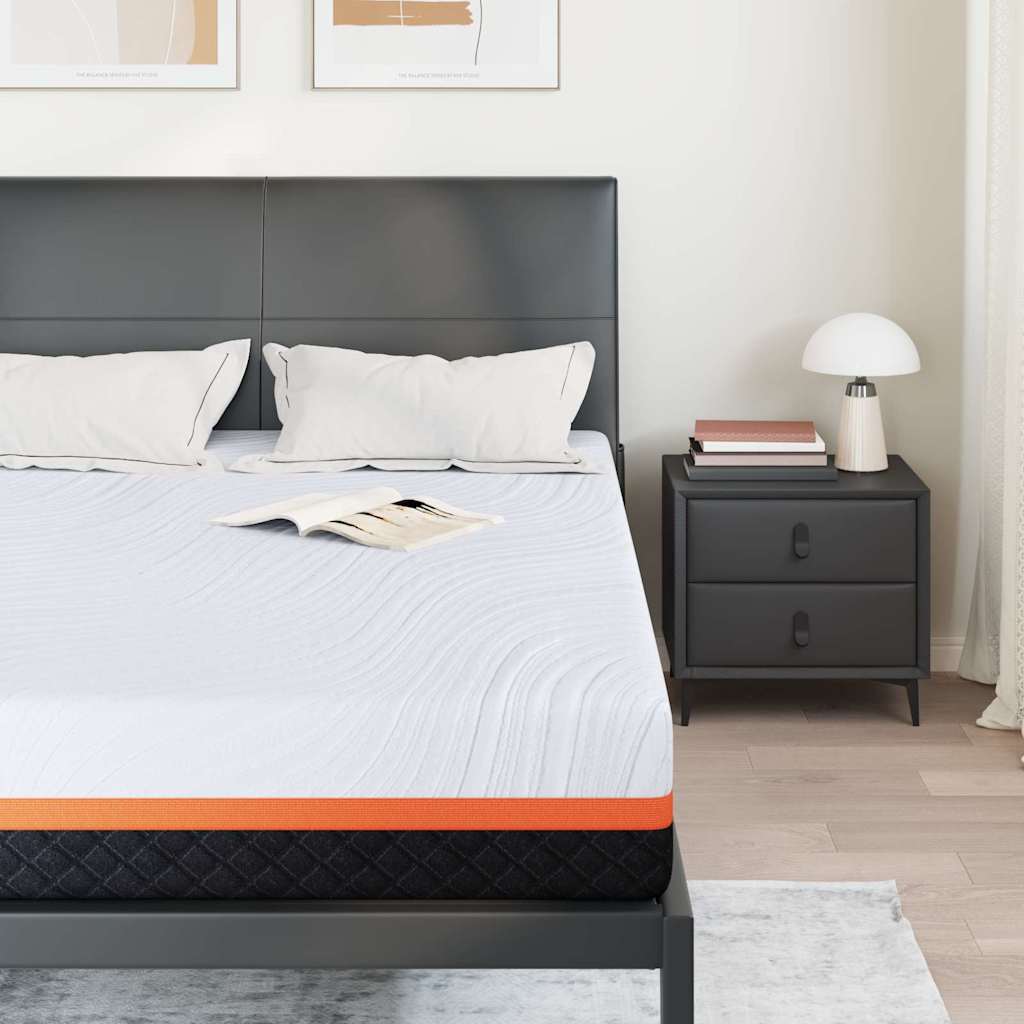 vidaXL Στρώμα Λευκό και Γκρι 160 x 200 cm Αφρός Μνήμης