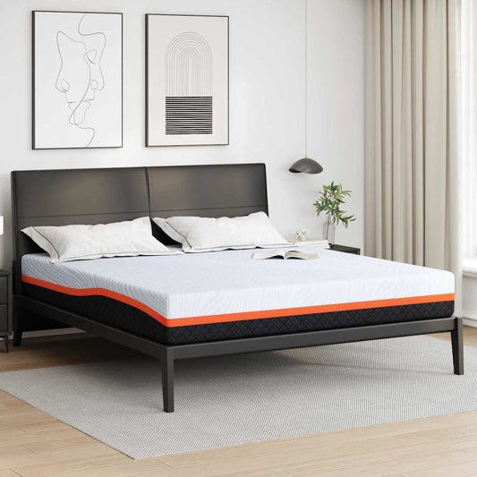 vidaXL Στρώμα Λευκό και Γκρι 180 x 200 cm Ζακάρ ύφασμα
