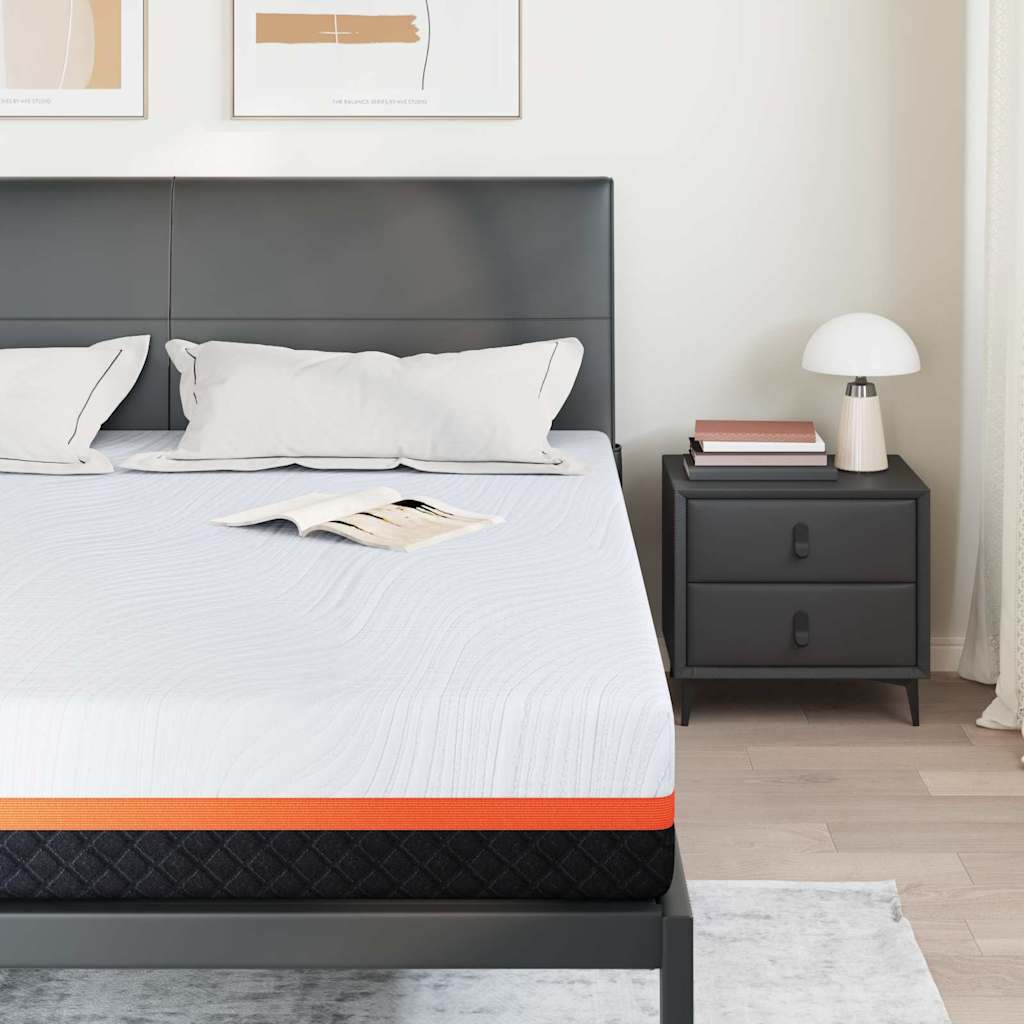 vidaXL Στρώμα Λευκό και Γκρι 200 x 200 cm Ζακάρ ύφασμα