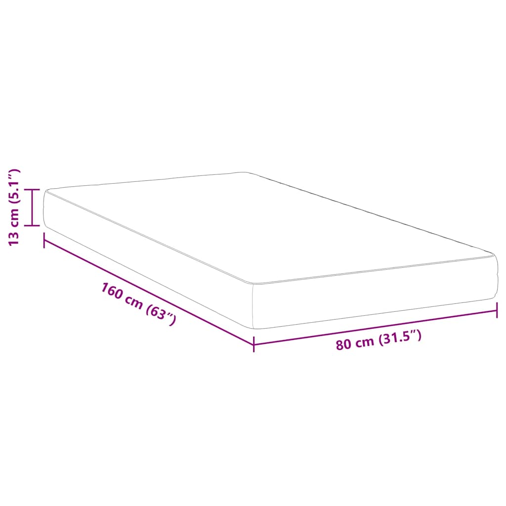 vidaXL Στρώμα Λευκό 80 x 160 cm Ζακάρ ύφασμα
