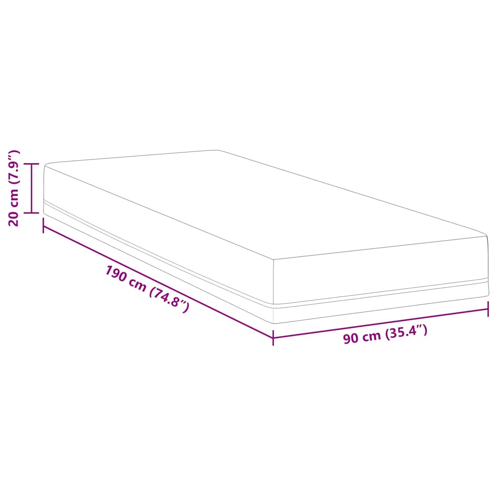 vidaXL Στρώμα Λευκό και Μπλε 90 x 190 cm Τζελ Μνήμης Φόρμα