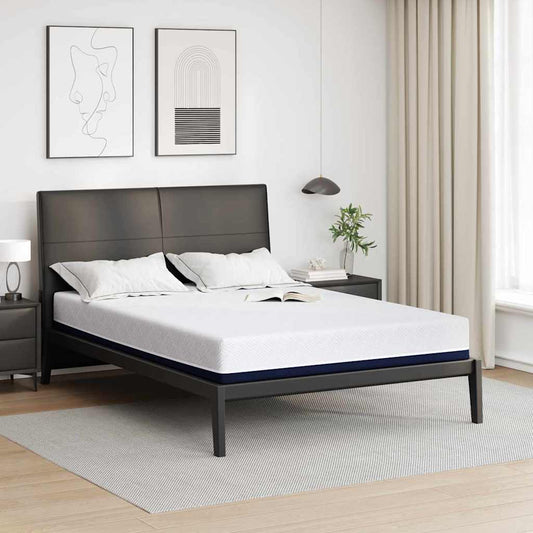 vidaXL Στρώμα Λευκό και Μπλε 160 x 200 cm Ζακάρ ύφασμα