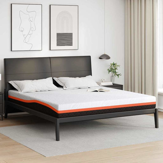 vidaXL Στρώμα Λευκό και Μαύρο 200 x 200 cm Ζακάρ ύφασμα