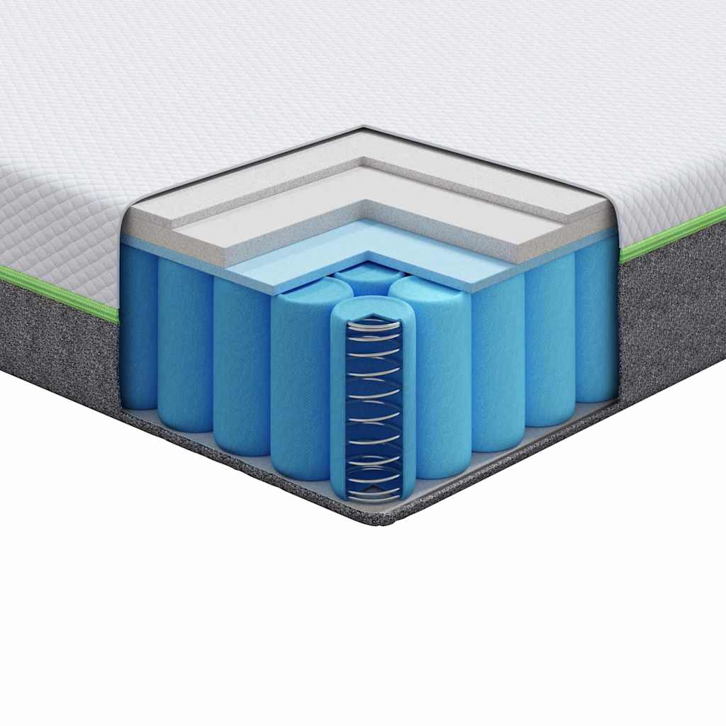 vidaXL Στρώμα Λευκό και Γκρι 90 x 200 cm Τσέπες ελατηρίων