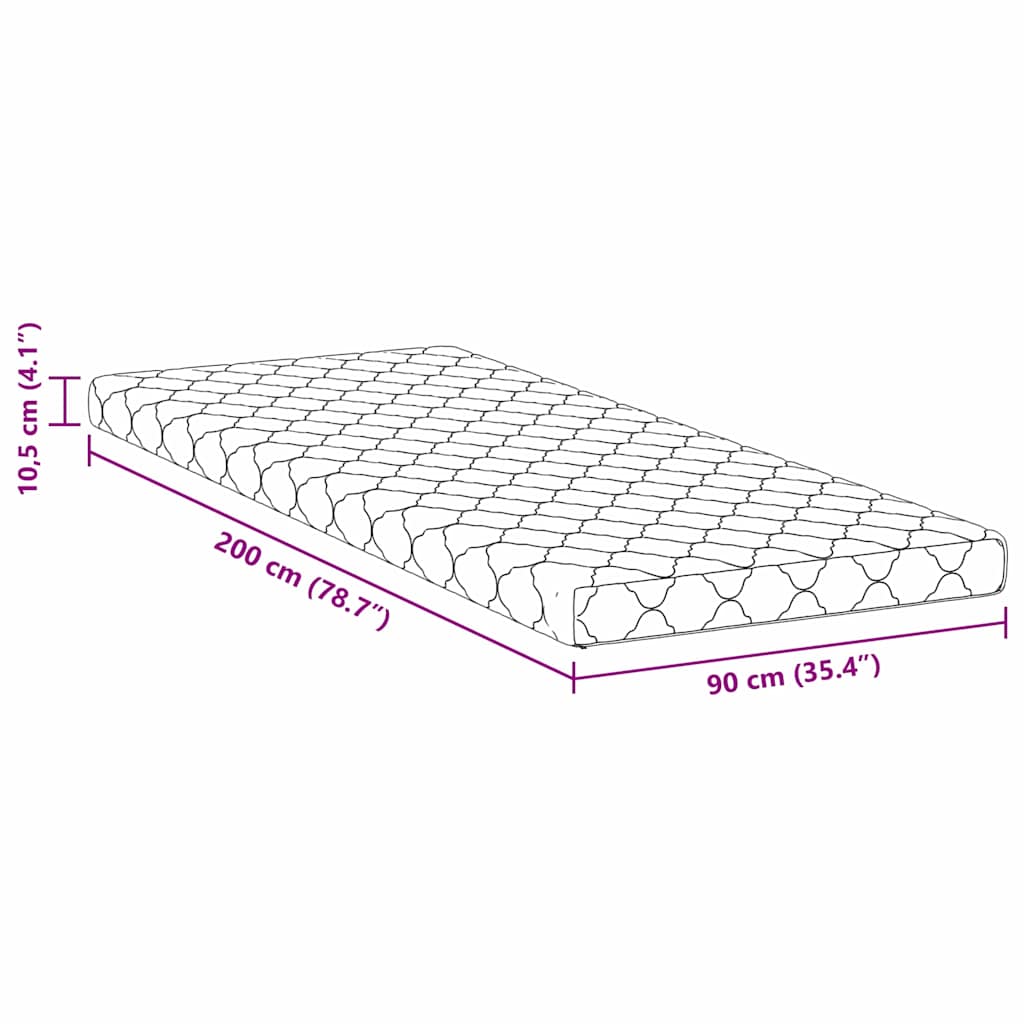 vidaXL Στρώμα με Στρώση Καρύδας Λευκό 200 x 90 εκ. PU Αφρός