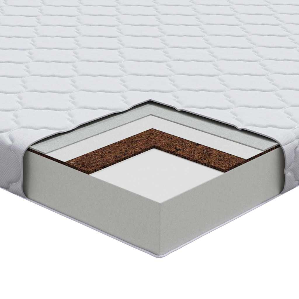 vidaXL Στρώμα με Στρώση Καρύδας Λευκό 200 x 100 cm PU Αφρός