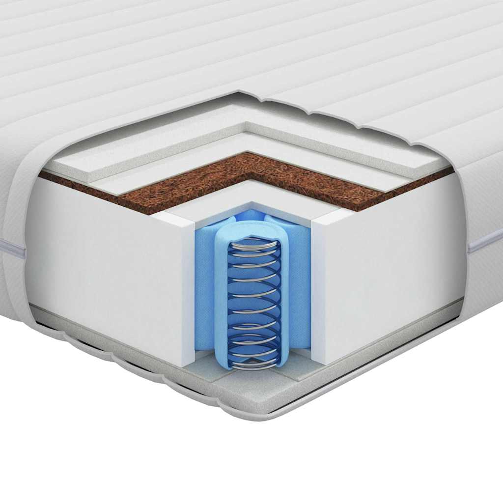 vidaXL Στρώμα με Στρώση Καρύδας Λευκό 60 x 120 cm Τσέπες ελατηρίων