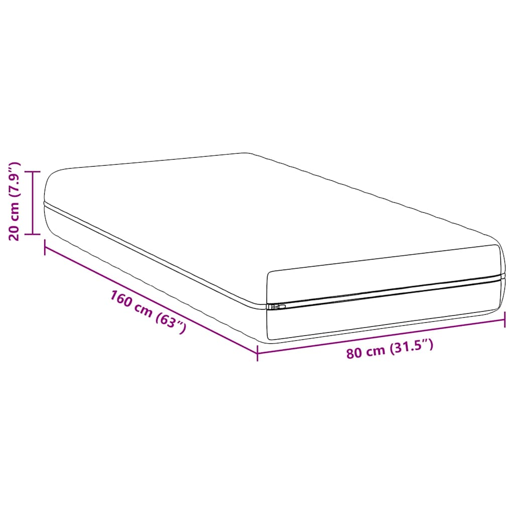 vidaXL Στρώμα με Στρώση Καρύδας Λευκό 80 x 160 cm Τσέπες ελατηρίων