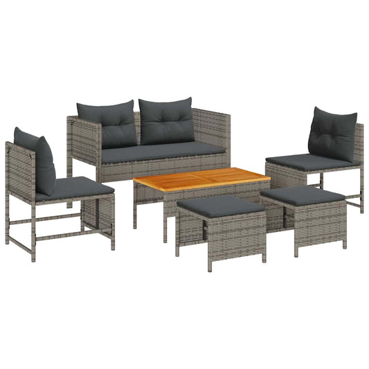 vidaXL Σετ Καναπέ Κήπου 6 pcs γκρι και σκούρο γκρι συνθετικό ρατάν
