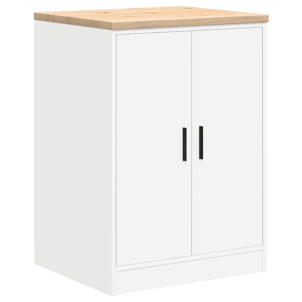 vidaXL ντουλάπι αποθήκευσης γκαράζ Λευκό 60x51x85 εκ μασίφ ξύλο πεύκο