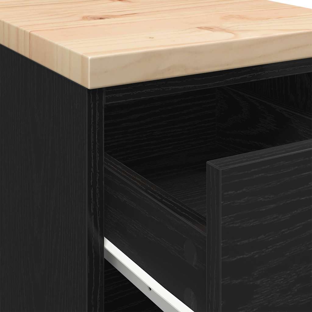 vidaXL ντουλάπι αποθήκευσης γκαράζ μαύρο 30x51x85 εκ μασίφ ξύλο πεύκο