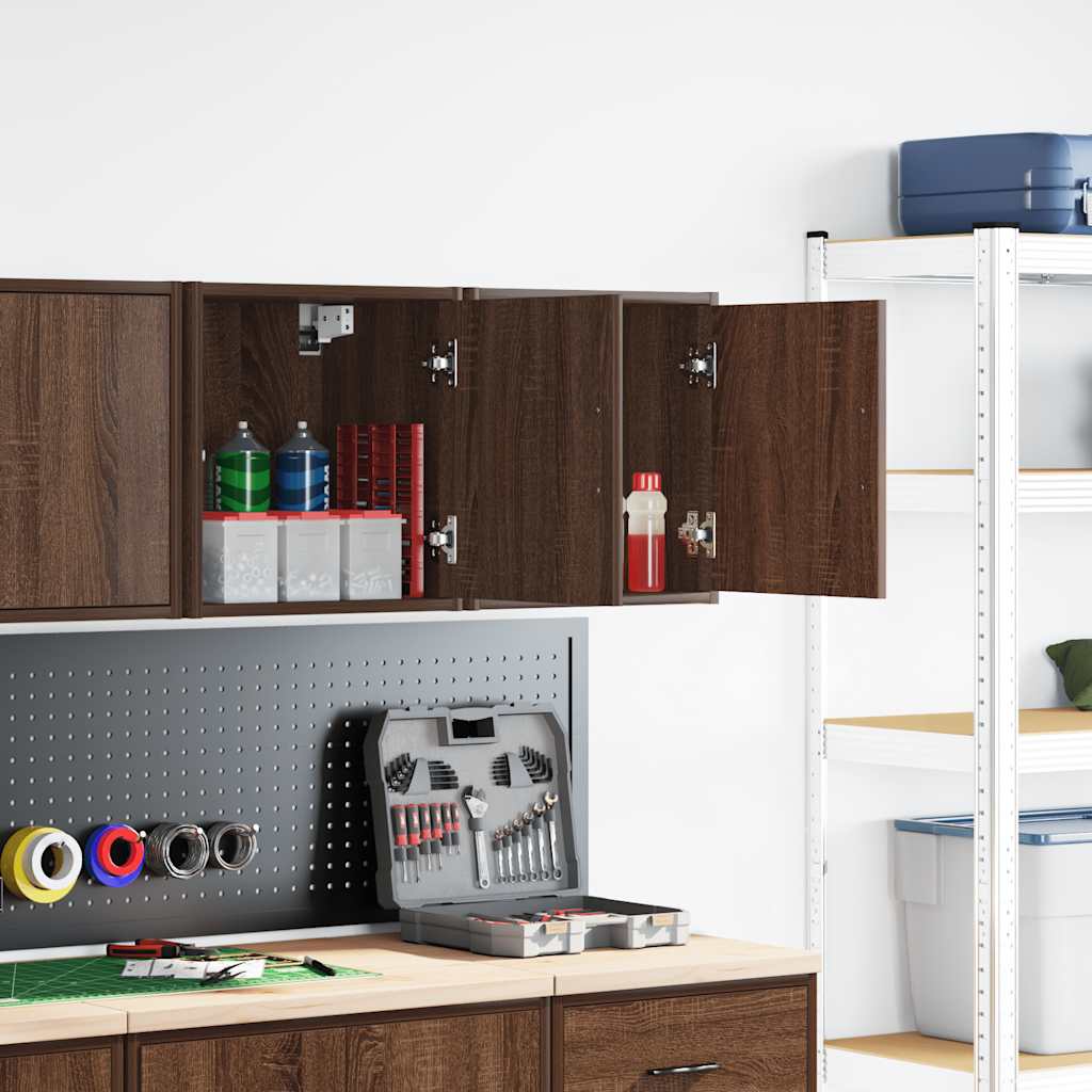 vidaXL ντουλάπια τοίχου γκαράζ 2 τεμ. Καφέ Δρυς από Επεξεργασμένο Ξύλο