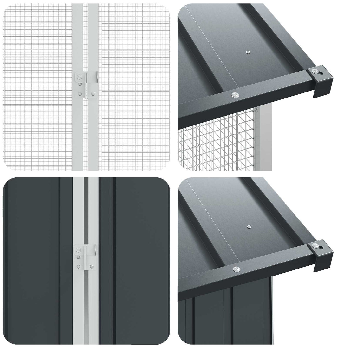 vidaXL Κλουβί Πουλιών με Προέκταση Ανθρακί 210x442x247 εκ. Χάλυβας