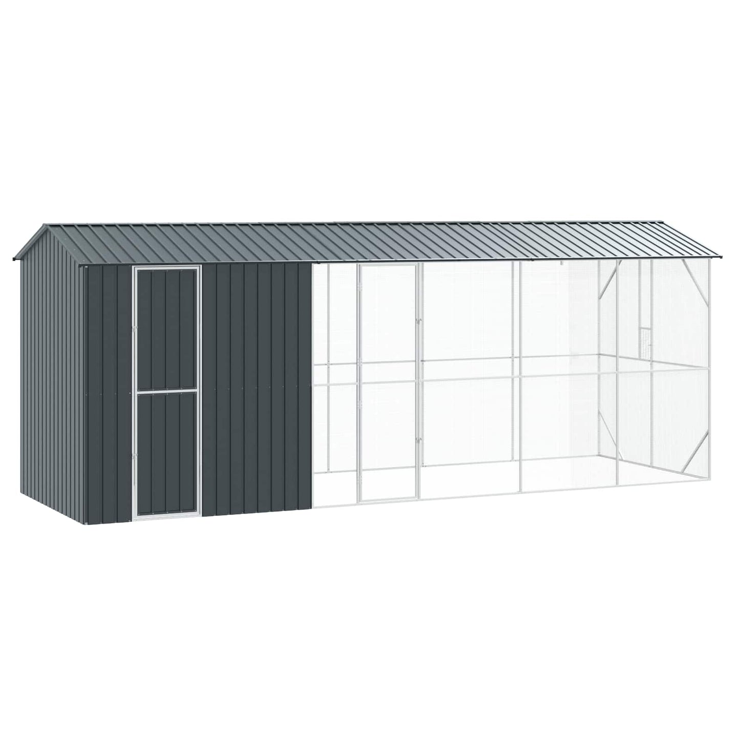 vidaXL Φυτώριο πουλιών με επέκταση Ανθρακί 210x640x247 εκ. Χάλυβας