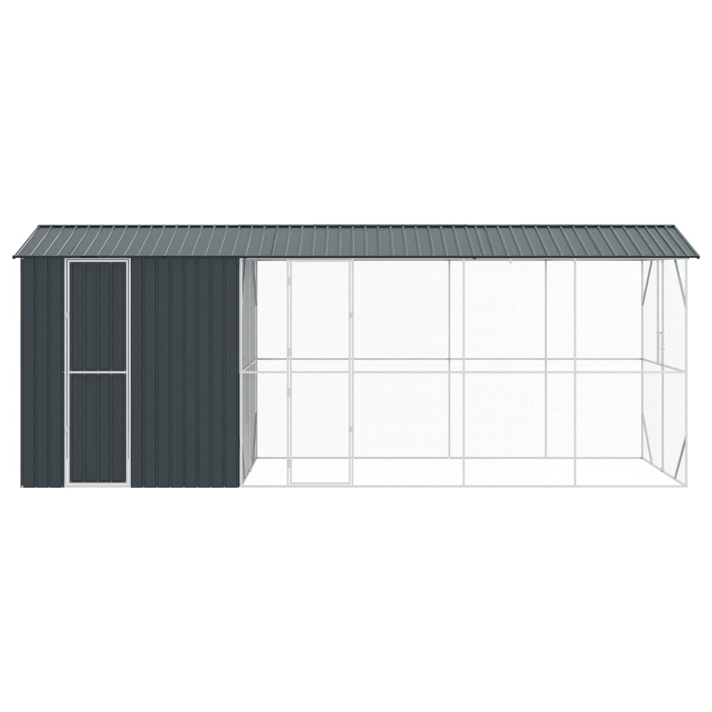 vidaXL Φυτώριο πουλιών με επέκταση Ανθρακί 210x640x247 εκ. Χάλυβας