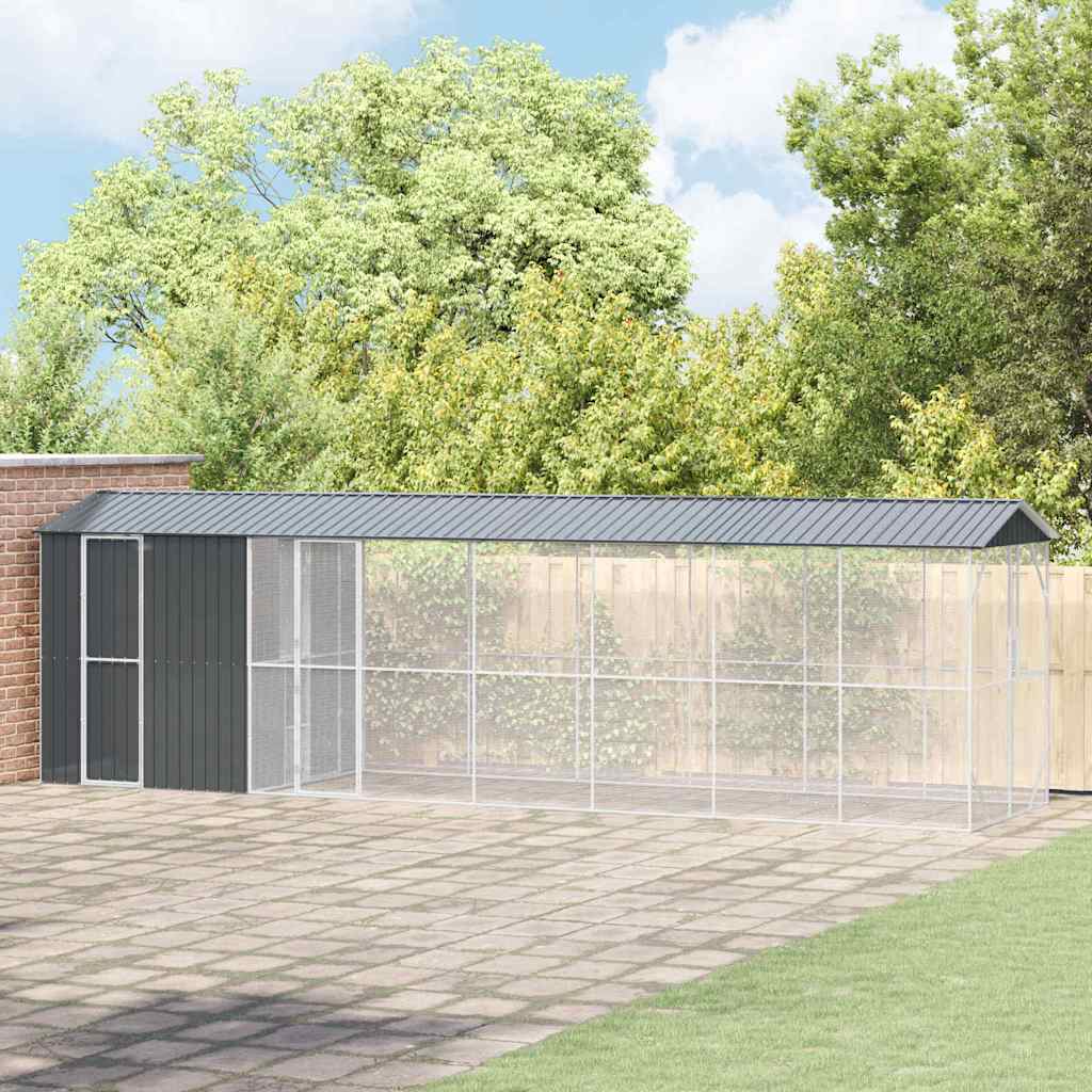 vidaXL Κλουβί πουλιών με πρόσθετο Ανθρακί 210x838x247 εκ Χάλυβας