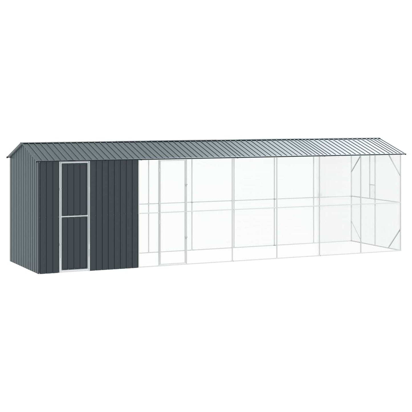 vidaXL Κλουβί πουλιών με πρόσθετο Ανθρακί 210x838x247 εκ Χάλυβας