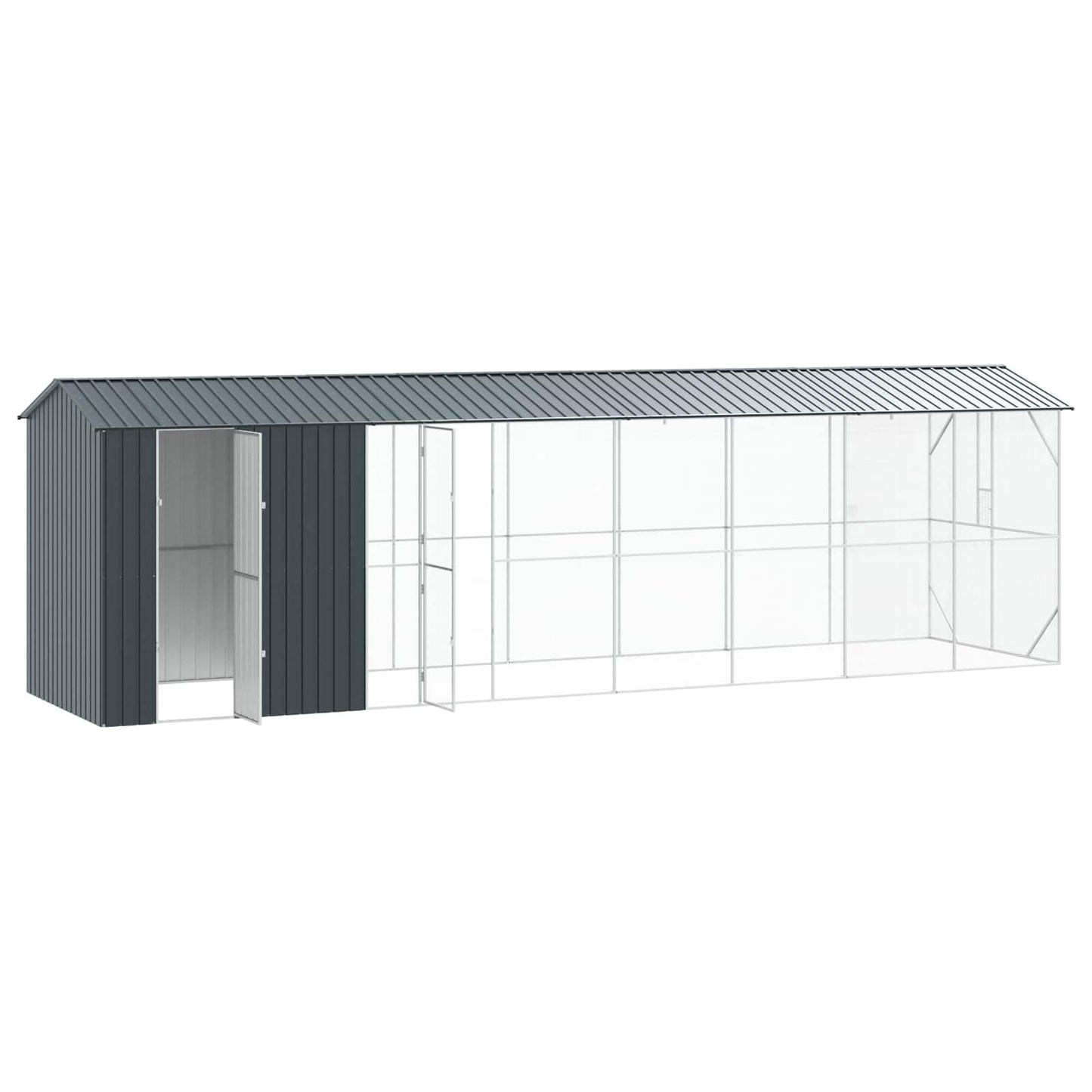vidaXL Κλουβί πουλιών με πρόσθετο Ανθρακί 210x838x247 εκ Χάλυβας