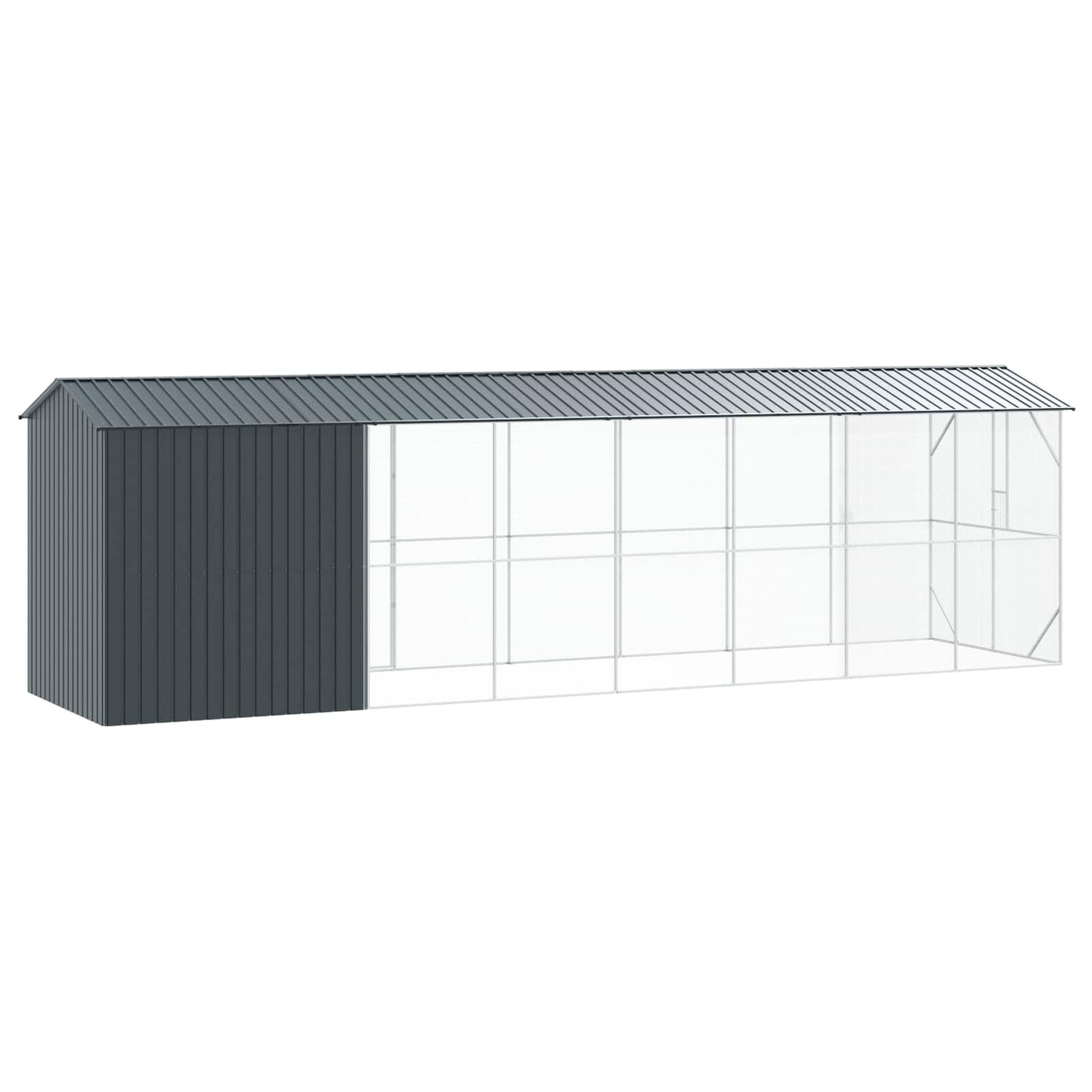 vidaXL Κλουβί πουλιών με πρόσθετο Ανθρακί 210x838x247 εκ Χάλυβας