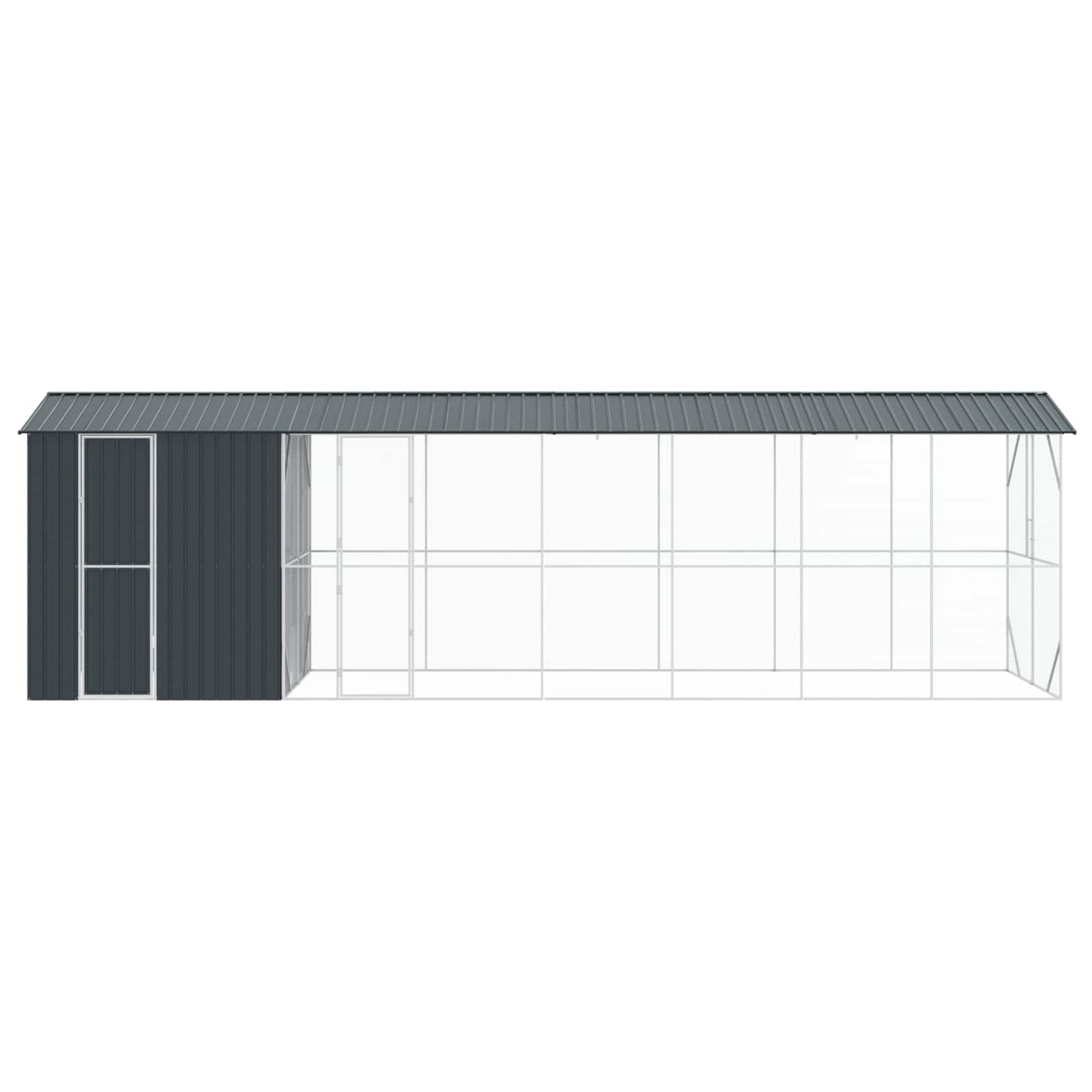 vidaXL Κλουβί πουλιών με πρόσθετο Ανθρακί 210x838x247 εκ Χάλυβας