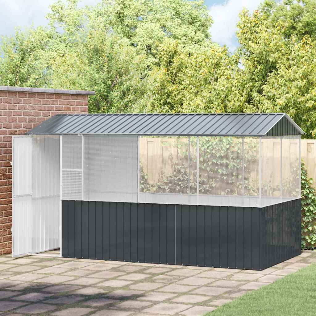 Κλουβί πουλιών vidaXL Ανθρακί 215x78x200 εκ Γαλβανισμένο Χάλυβα